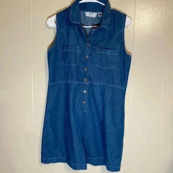 J.I.T. Sport Collection Denim Shorts Sleeveless Romper in Size Large. - Picture 1 of 10